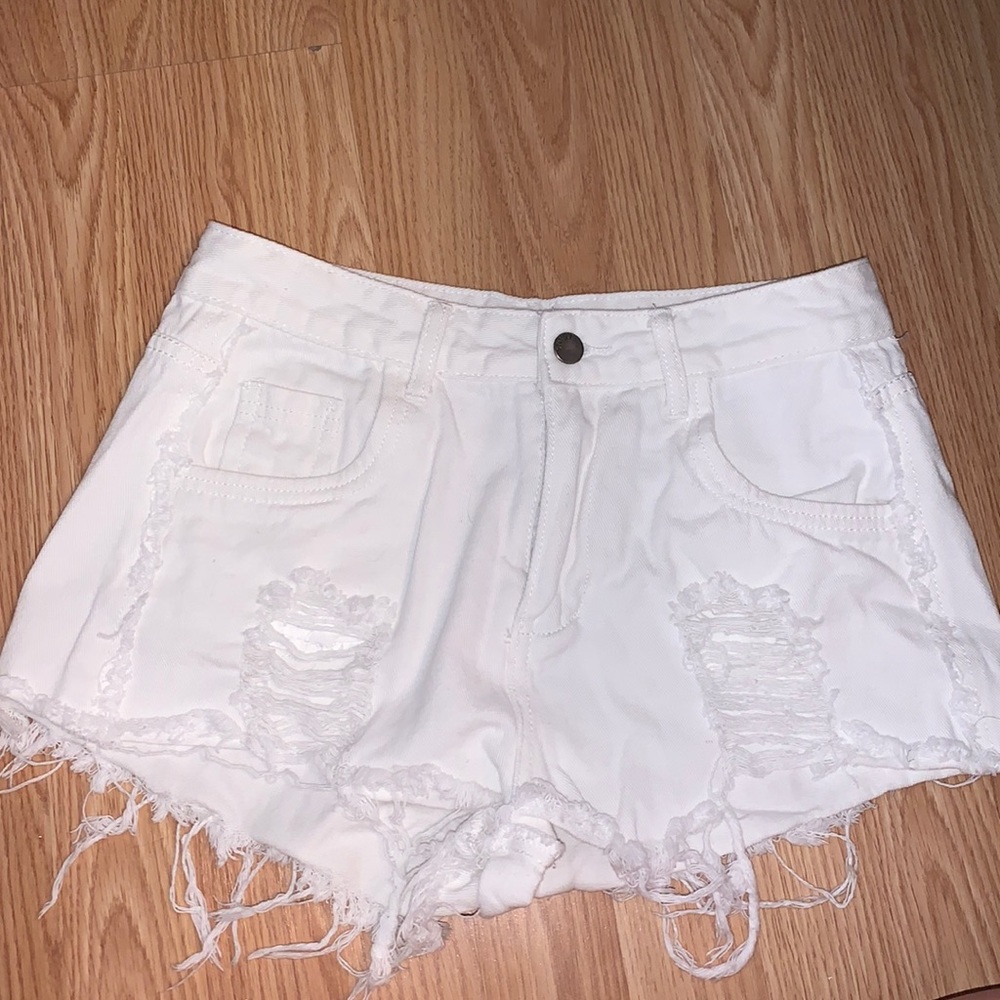 Ripped jean shorts